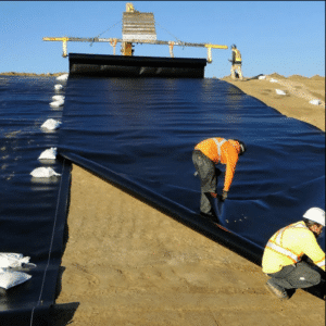 GRI-GM13 compliant HDPE geomembrane installation in mining project
