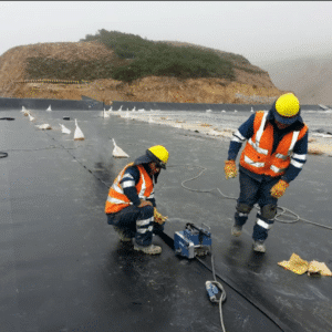 HDPE geomembrane liner hot wedge welding installation process
